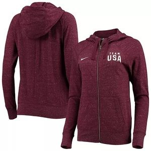 Nike Heathered Maroon Team USA Wordmark Gym Vintage Full-Zip Hoodie